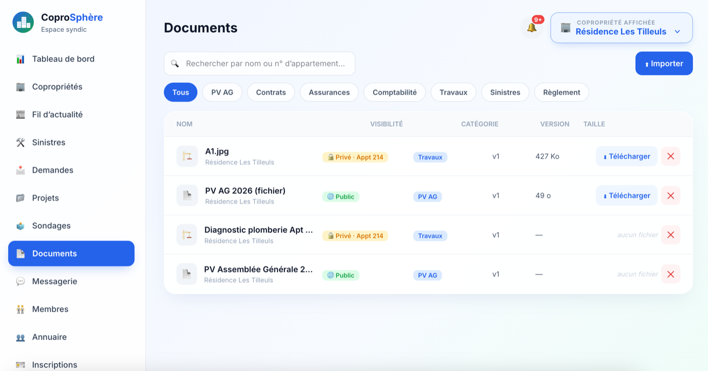 Documents centralisés